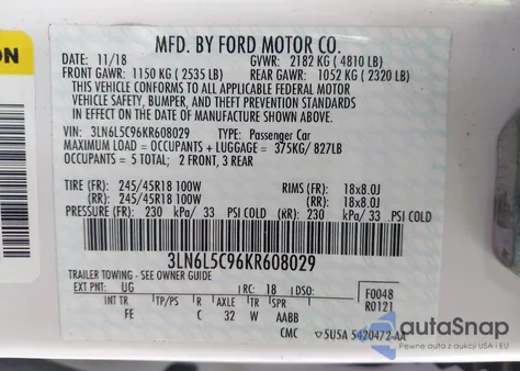 2019 Lincoln Mkz Reserve I from USA, damaged, VIN 3LN6L5C96KR608029